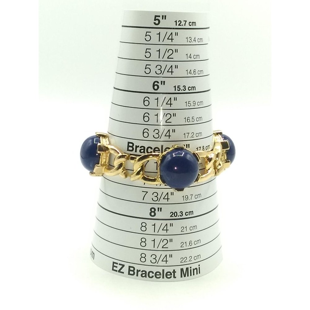 Vintage Dark Blue Cabochons and Gold Tone Bracelet - Picture 2 of 3